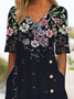 Women's Floral Buckle V Neck Daily Casual Dress