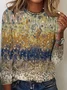 Crew Neck Abstract Casual T-Shirt