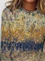 Crew Neck Abstract Casual T-Shirt
