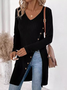 Crew Neck Loose Buttoned Casual Blouse