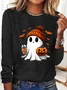 Cotton-Blend Halloween Casual T-Shirt