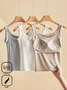 Casual Knitted Crew Neck Plain Tank Top