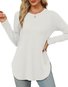 Women's Long Sleeve T-shirt Spring/Fall White Plain Crew Neck Daily Going Out Casual Top