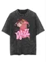 Funny Mouse Text Letter Printed Washed T-shirt
