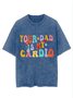 Text letter printed washed T-shirt