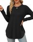 Women's Long Sleeve T-shirt Spring/Fall White Plain Crew Neck Daily Going Out Casual Top