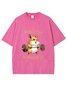 Text Letters Loose Crew Neck Casual T-Shirt