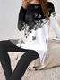 Women's Butterfly Daily Going Out Two-Piece Set Black Casual Spring/Fall Top With Pants Matching Set