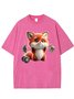 Weightlifting Fox Printed Washed T-shirt