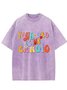 Text letter printed washed T-shirt