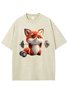 Weightlifting Fox Printed Washed T-shirt