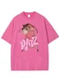 Funny Mouse Text Letter Printed Washed T-shirt