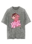 Funny Mouse Text Letter Printed Washed T-shirt