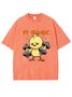 Text Letters Cotton Casual Crew Neck T-Shirt
