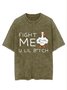 Fitness Duck Text Letter Printed Washed T-shirt