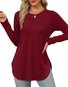 Women's Long Sleeve T-shirt Spring/Fall White Plain Crew Neck Daily Going Out Casual Top