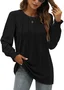 Women's Long Sleeve T-shirt Spring/Fall Black Plain Crew Neck Daily Going Out Casual Top