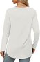 Women's Long Sleeve T-shirt Spring/Fall White Plain Crew Neck Daily Going Out Casual Top