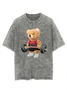 Cotton  Exercise Bear Washed Gym T-Shirt
