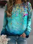 Loose Crew Neck Floral Casual Sweatshirt