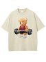 Cotton  Exercise Bear Washed Gym T-Shirt