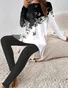 Women's Butterfly Daily Going Out Two-Piece Set Black Casual Spring/Fall Top With Pants Matching Set