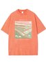 Text letter printed casual wash T-shirt