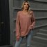 Women's Long Sleeve T-shirt Spring/Fall Black Plain V Neck Daily Going Out Casual Top