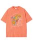 Casual Loose Crew Neck Text Letters T-Shirt