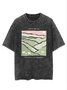 Text letter printed casual wash T-shirt