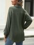 Women's Long Sleeve Blouse Spring/Fall Army Green Plain Shirt Collar Daily Going Out Casual Top