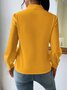 Women's Long Sleeve Blouse Spring/Fall Off White Plain V Neck Daily Going Out Casual Top