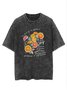 Casual Loose Crew Neck Text Letters T-Shirt