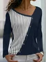 Casual Loose Others Striped Blouse