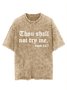 Text letter printed short sleeved casual wash T-shirt