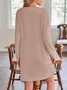 Women's Long Sleeve Summer Green Plain Crew Neck Daily Going Out Casual Knee Length H-Line Dress