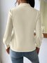 Women's Long Sleeve Blouse Spring/Fall Off White Plain V Neck Daily Going Out Casual Top