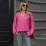 Women's Long Sleeve T-shirt Spring/Fall Black Plain V Neck Daily Going Out Casual Top