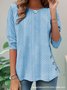 Plain Casual Loose Crew Neck Blouse