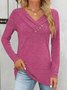 Knitted V Neck Plain Casual T-Shirt