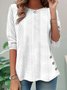 Plain Casual Loose Crew Neck Blouse