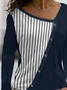 Casual Loose Others Striped Blouse