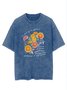 Casual Loose Crew Neck Text Letters T-Shirt