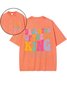 Text Letters Loose Casual Crew Neck T-Shirt