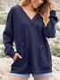 Plain Casual Knitted Loose Hoodie