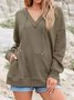 Plain Casual Knitted Loose Hoodie