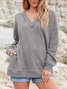 Plain Casual Knitted Loose Hoodie