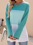 Women's Split Joint Knitted Crew Neck Casual Top
