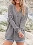 Plain Casual Knitted Loose Hoodie