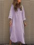 Women's Long Sleeve Spring/Fall Light Purple Plain Buckle Shirt Collar Daily Going Out Casual Midi H-Line Dress